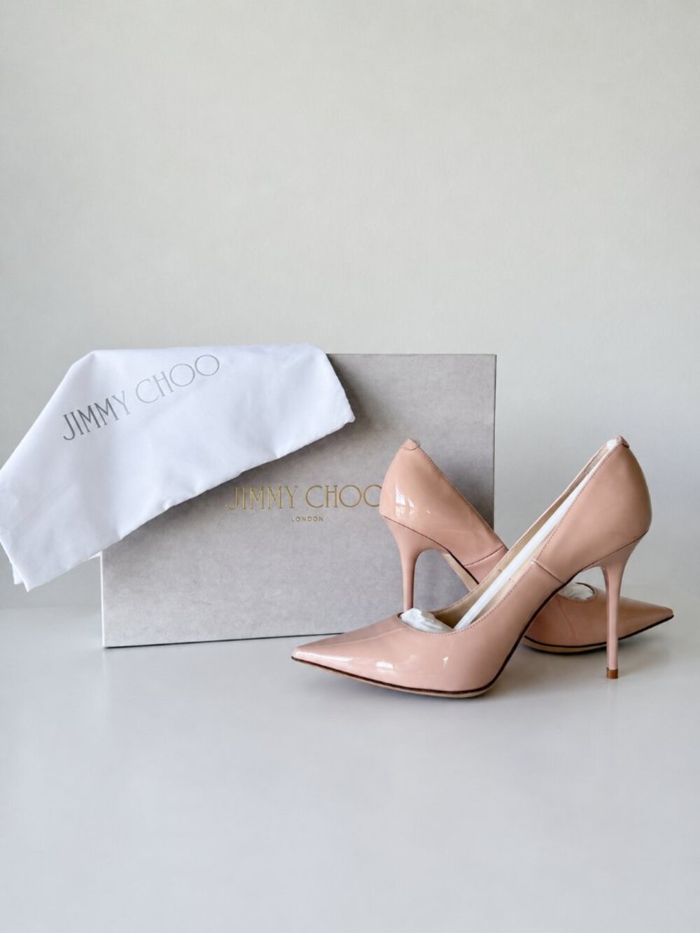 NIB Jimmy Choo Women's Abel Patent Leather Pointy Toe Pumps Powder Pink Size 36 - Picture 2 of 10